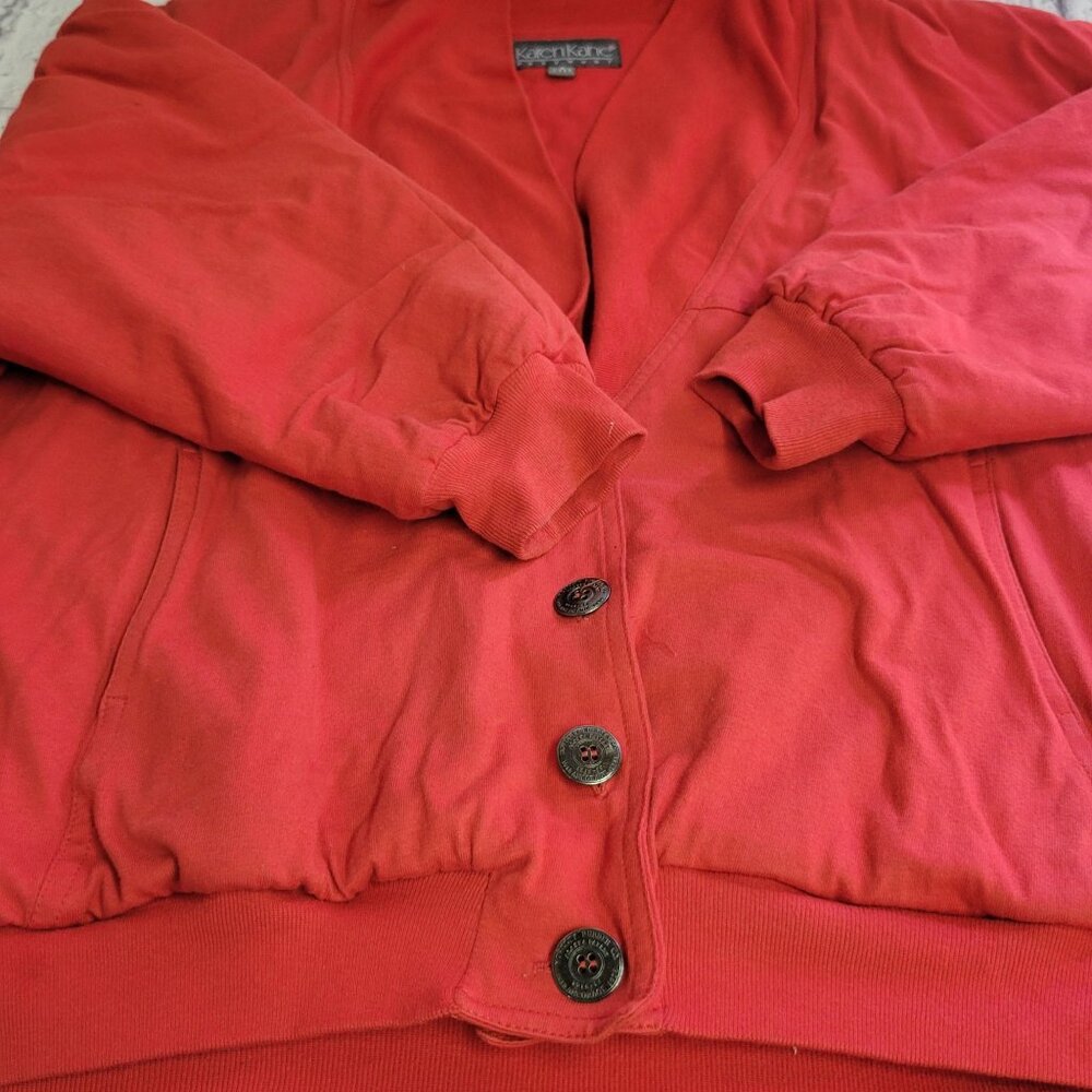 Karen Kane Womens Sweater Sz S Red Cardigan 100% Cotton Relaxed Style Buttons - Picture 6 of 13